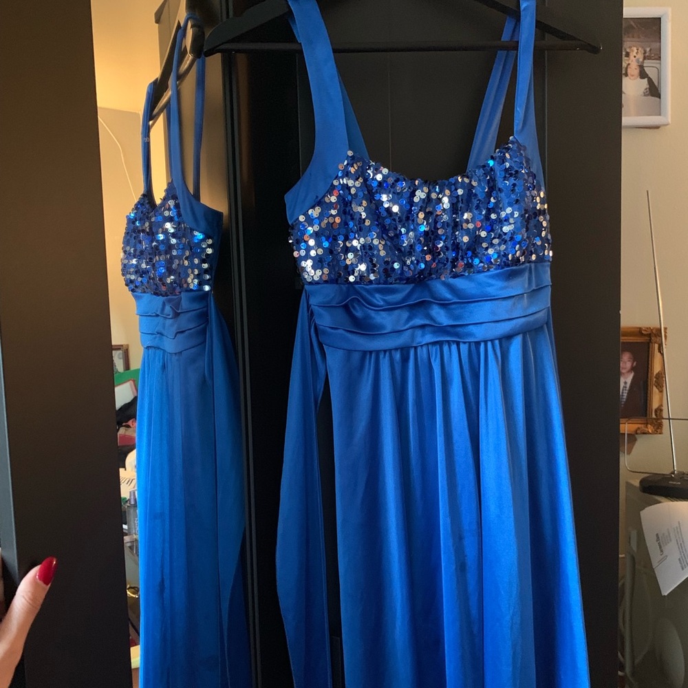 Blue sequin top dress